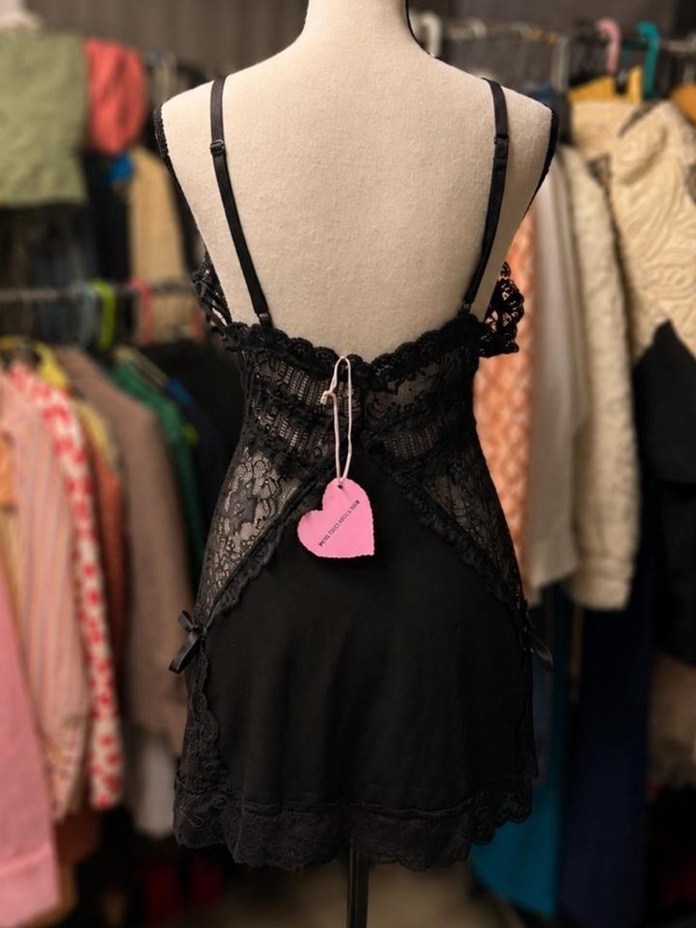 Dolls Kill Black Satin & Lace Mini Chemise - Picture 3 of 5